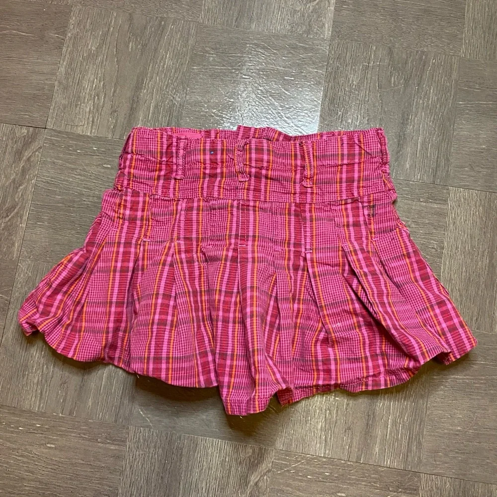 The Children's Place Pink Plaid Pleated Skort Adjustable Waist Girls Size 6